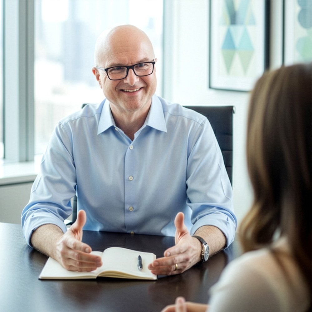 Dan meeting with a business leader