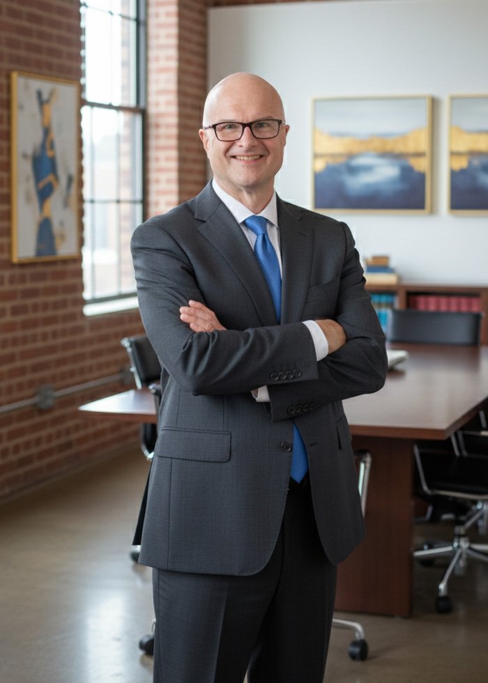 Dan Liutikas in a suit in a conference room